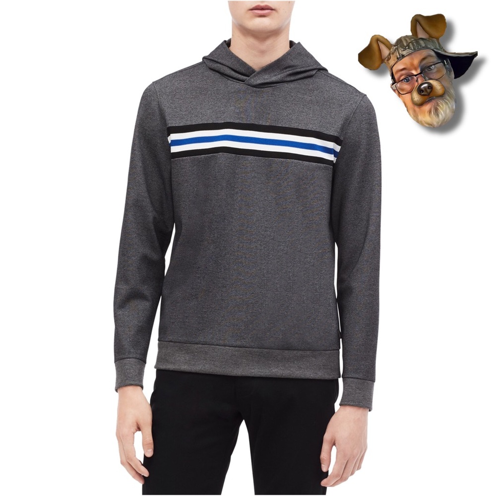 Calvin Klein Mens Striped Hoodie Sweatshirt Size L